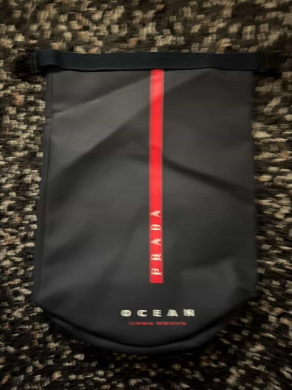 Prada Linea Rossa Ocean Dry Bag Crossbody Black Red Stripe GWP Sailing